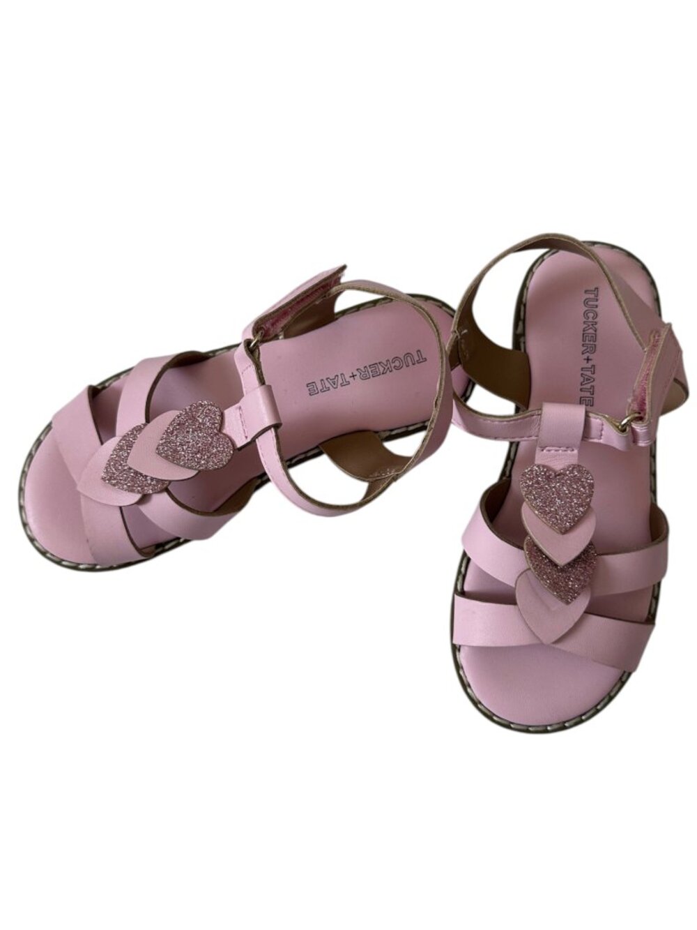 Tucker + Tate Girls Pink Glitter Heart Sandals Size 10